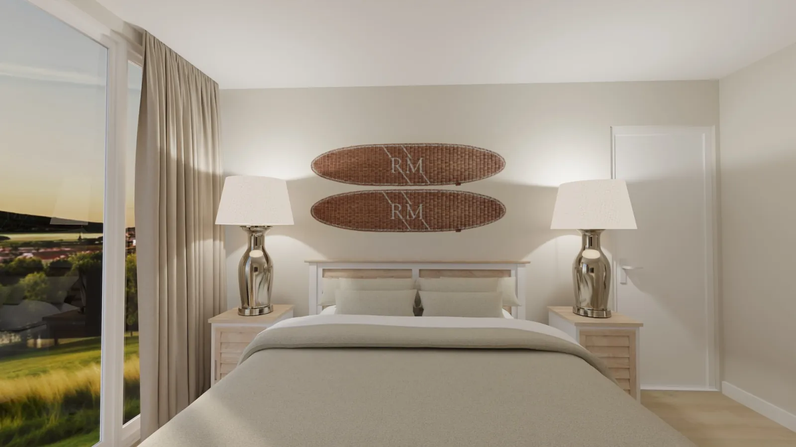 Rivièra 1 bedroom with rattan wall accents